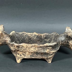 Philippine Ifugao Tribal Art Carved Pig Binaboy Wooden Bowl Cordillera Philippines late 19th Century