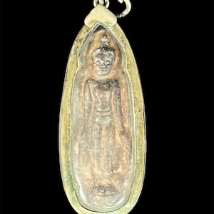 Vintage Thai Buddha Amulet Talisman, Buddhism Thai Necklace Pendant