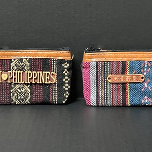 Authentische philippinische handgewebte Damen-Geldbörse oder Geldbörse aus weichem Abaca-Stoff mit Reißverschluss, 2 Stück.