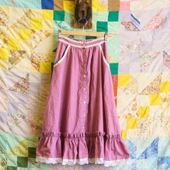 Vintage 1980s Gunne Sax calico dot maxi skirt . - image 1