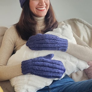 Twist Knit Headband / Earwarmer with Matching Mittens S ROYAL BLUE image 1