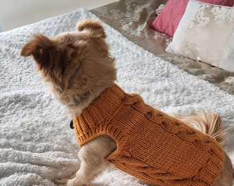 Knitted Dog Sweater - XS - Orange