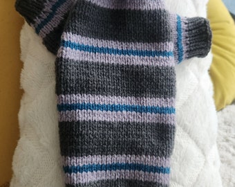 Knitted Dog Sweater - XS - GREY with stripes
