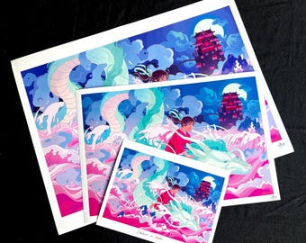 千と千尋の神隠し 千尋とハクのプリント A4 - Etsy 日本