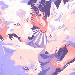 Los Lobos de Mononoke - Impresión digital de fan art inspirada en la película de Studio Ghibli