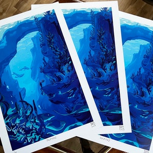 DEPTHS - Deep Sea Explorer Art Print - Mysterious Oceanic Landscape