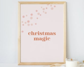 Pink Christmas Magic Print | Girly Holiday Wall Art (Digital Download)