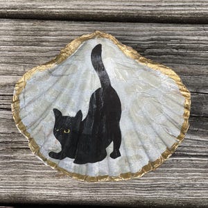 黒猫の貝殻の小物皿