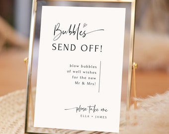 Bubbles Send Off Sign Template for Wedding | Bubbles for Send Off Sign Template Modern Minimalist | Bubbles Wedding Send Off Templett | ELLA