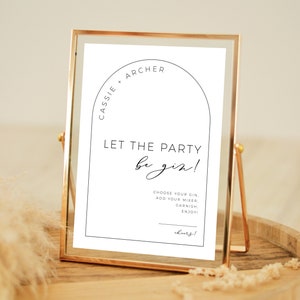 ジン バー サイン テンプレート | Let The Party Be ジン バー カート プリント サイン | ウェディング ドリンク バー リスト ジン ウェディング 印刷可能 即時ダウンロード | CASSIE