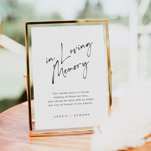 In Loving Memory Zeichen | Erinnerungs-Hochzeits-Zeichen-Vorlage | Diese Kerze brennt Zeichen Vorlage | Geliebte Sofort Bearbeitbare Download | SOPHIE