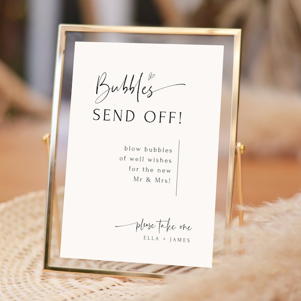 Bubbles Send Off Sign Template for Wedding | Bubbles for Send Off Sign Template Modern Minimalist | Bubbles Wedding Send Off Templett | ELLA