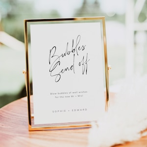 Minimal Bubbles Send Off Template | Bubbles Farewell Template Modern Wedding | Blow Bubbles of Well Wishes Mr and Mrs | Instant | SOPHIE