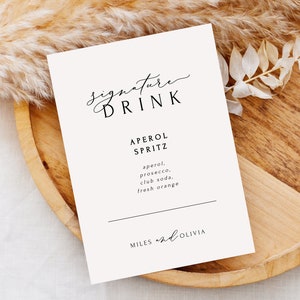 Signe de boisson signature | Modèle de signe de cocktail signature | Signe de liste de boissons de mariage imprimable | Téléchargement modifiable instantané | Templett