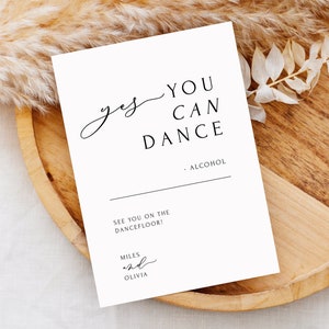 Tanzfläche Zeichen Vorlage für Hochzeit | Yes You Can Dance Alcohol Zeichen Printable | Bearbeitbares Tanzflächenschild Party | Templett Digital Download