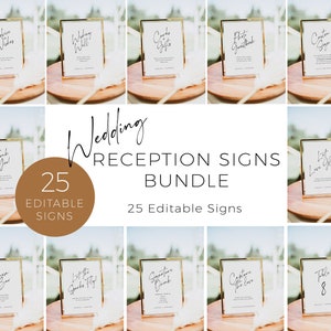 Wedding Signs Bundle Digital Templates | Modern Reception Signage Bundle Printable | Modern Minimalist Instant Editable Download | SOPHIE