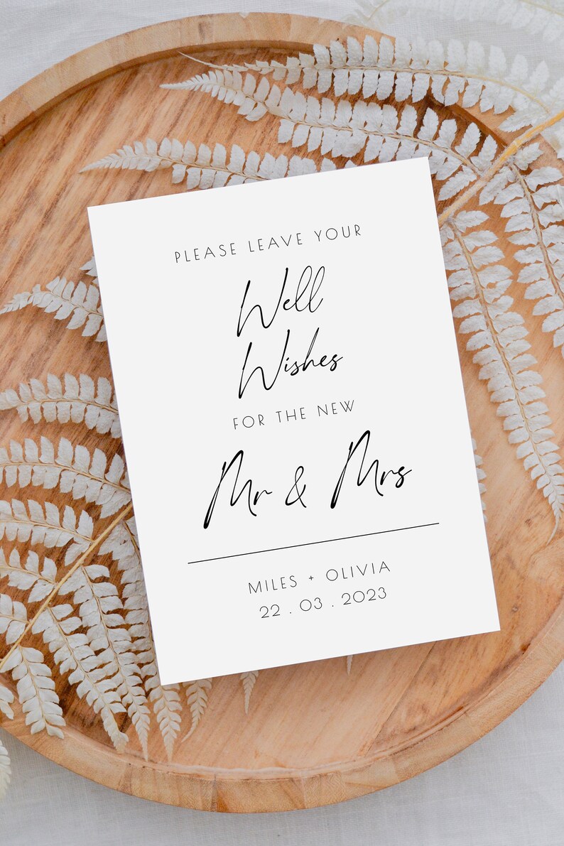 Well Wishes for Mr and Mrs Sign for Minimalist Wedding Advice and ...