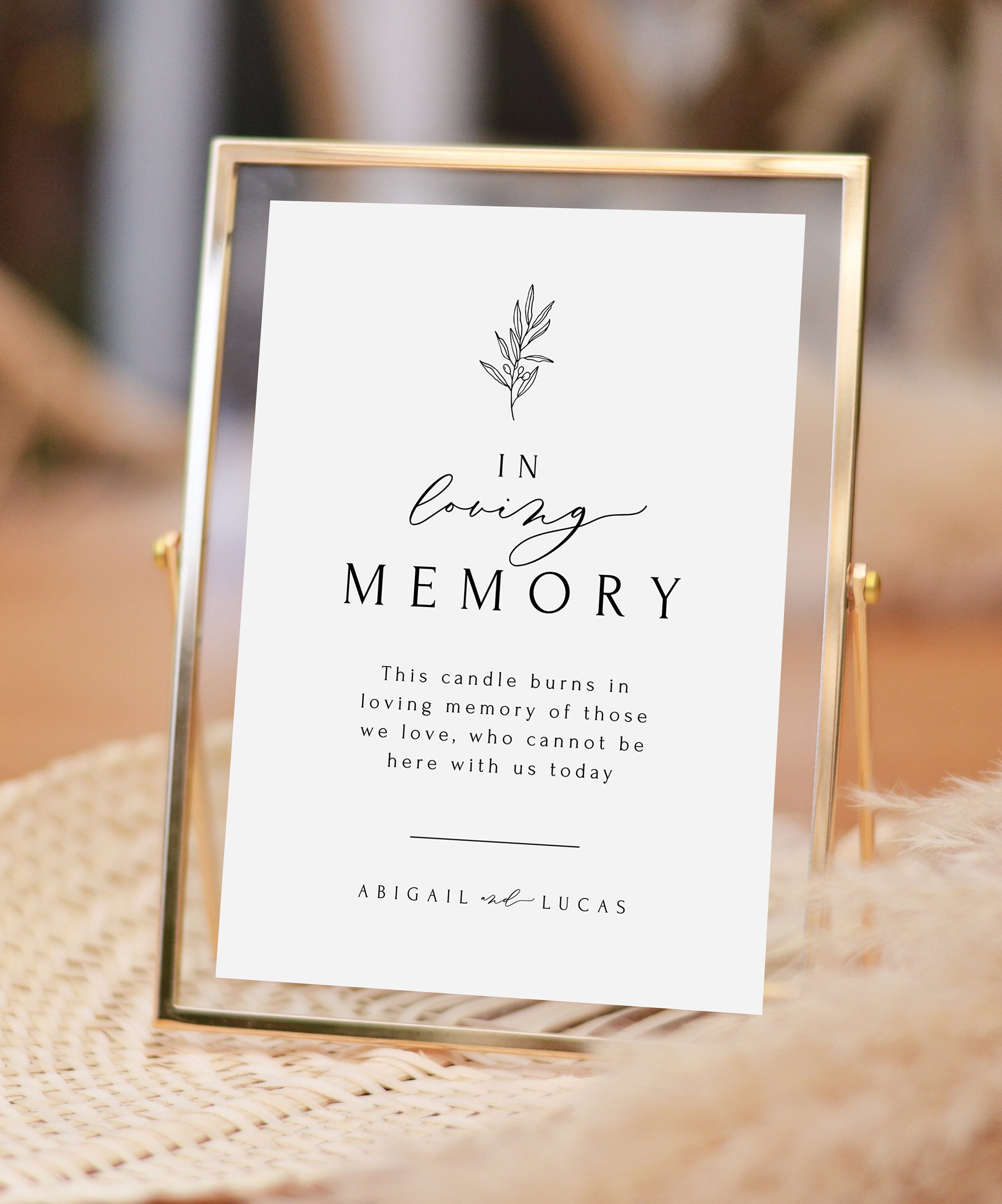 Mwmory Sign In Loving Memory Sign | Memorial Wedding Sign Template | This Candle ...