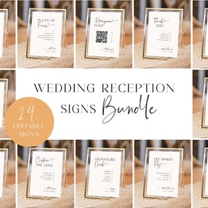 Wedding Signs Bundle | Wedding Reception Sign Bundle Printable Templates | Wedding Signs Template Bundle Instant Editable Download | ELLA