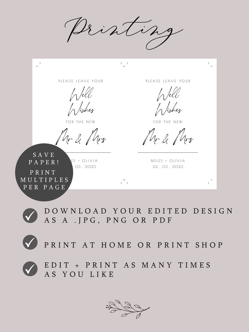 Well Wishes for Mr and Mrs Sign for Minimalist Wedding Advice and ...