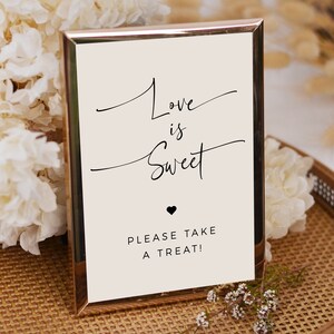 Love is Sweet Sign for Minimalist Wedding | Printable Bonbonniere Sign | Love is Sweet please take a treat Sign | Instant Download Template