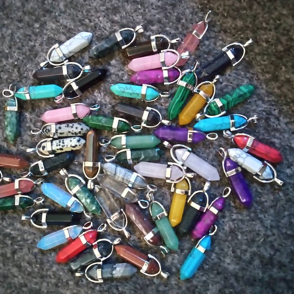 Chakra Crystal Point Pendant: Gemstone Healing Necklace Jewelry