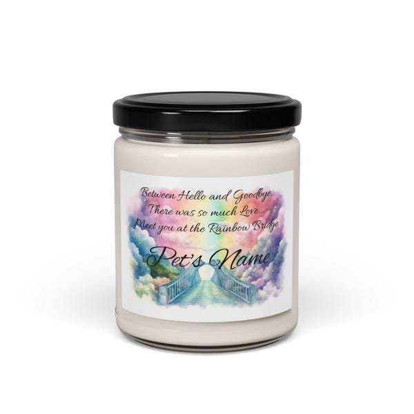 Rainbow Bridge Candle, Scented Soy Candle for Grief, Pet Loss Remembrance, Home Decor, Gift for Pet Owners, Sympathy Gift