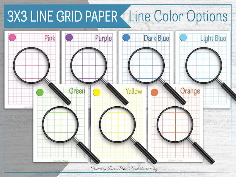 Line Graph 3x3 Grid Printable PDF Planner Page Inserts: Multi-color/ A4