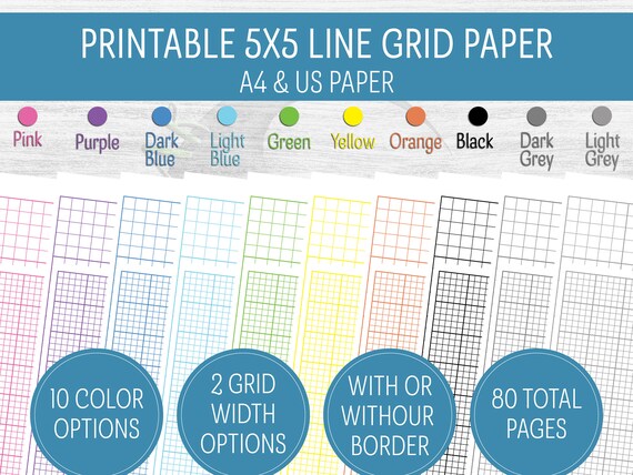 line graph 5x5 grid printable pdf planner page inserts multi etsy