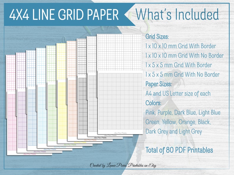 Line Graph 4x4 Grid Printable PDF Planner Page Inserts: Multi - Etsy ...