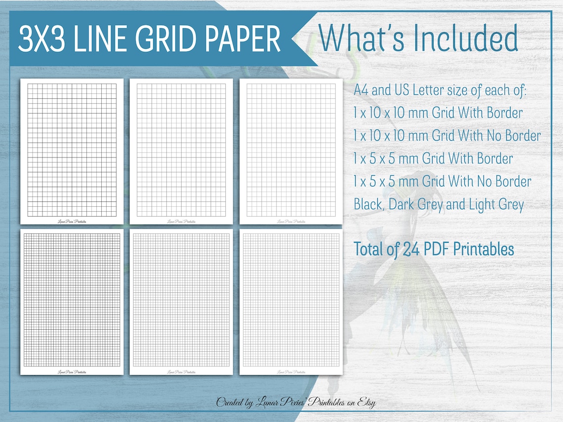 Line Graph 3x3 Grid Printable Planner Page Inserts Black Etsy