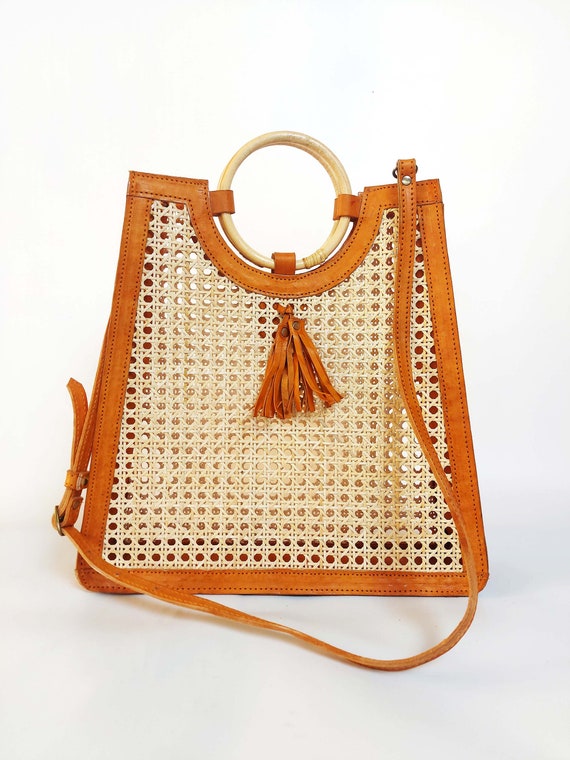 Klassieke trendy rotan handtas voor jonge dames, rotan crossbody tas van  riet, jonge damesmode, stijlvolle leren draagtas, esthetische draagtas -  Etsy België