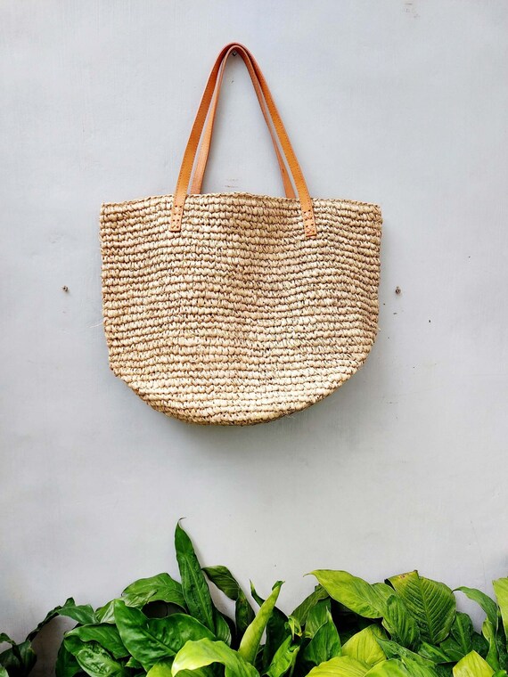 Chic Large Straw Bucket Bag Straw Woven Shoulder Bag Boho - Etsy