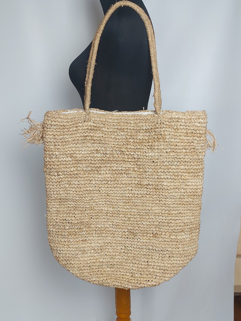 Lyds Straw Shoulder Bag Summer Tote Raffia Bag With Brown Etsy