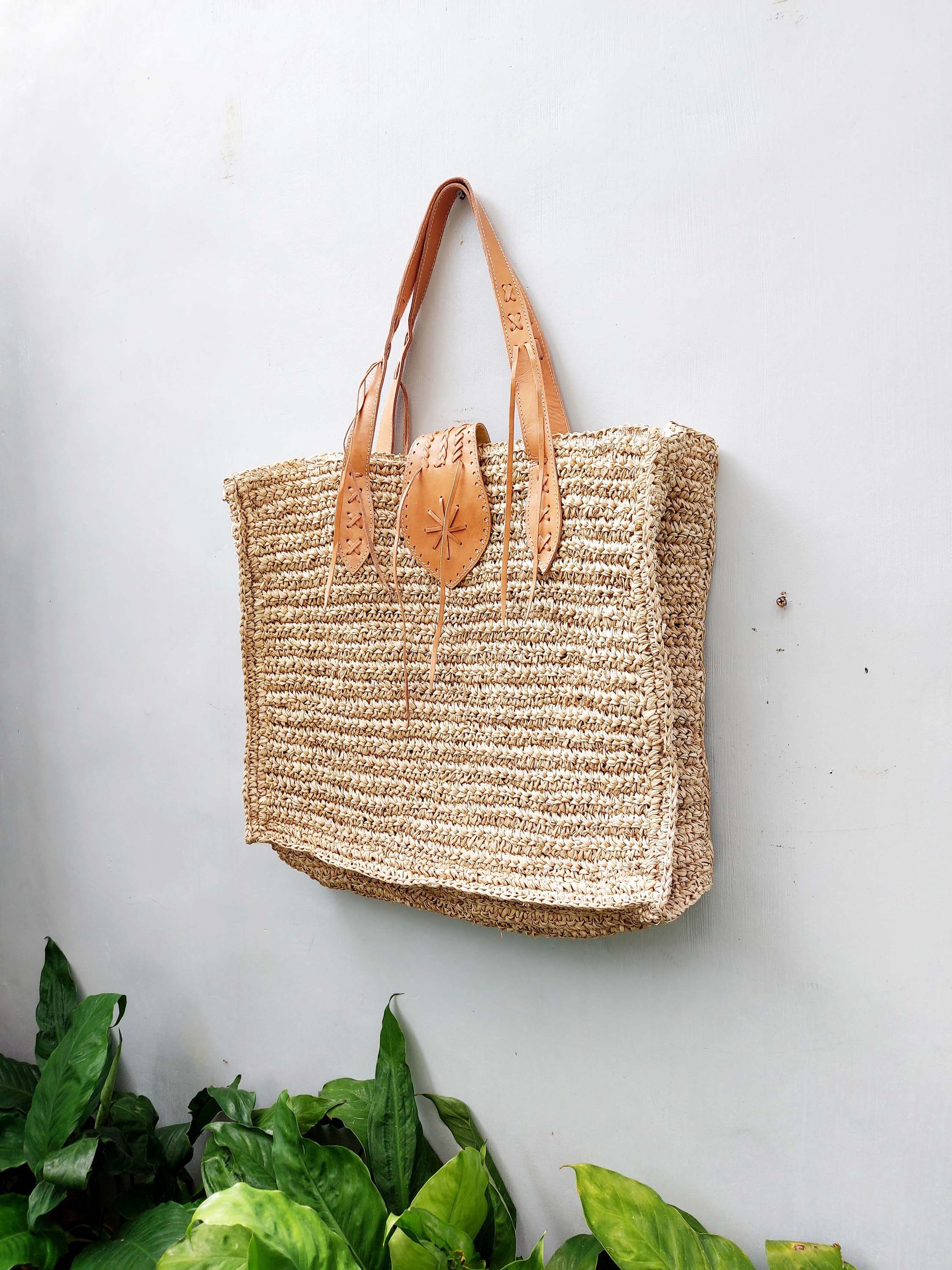Hand Woven Straw Bag – rusted fence
