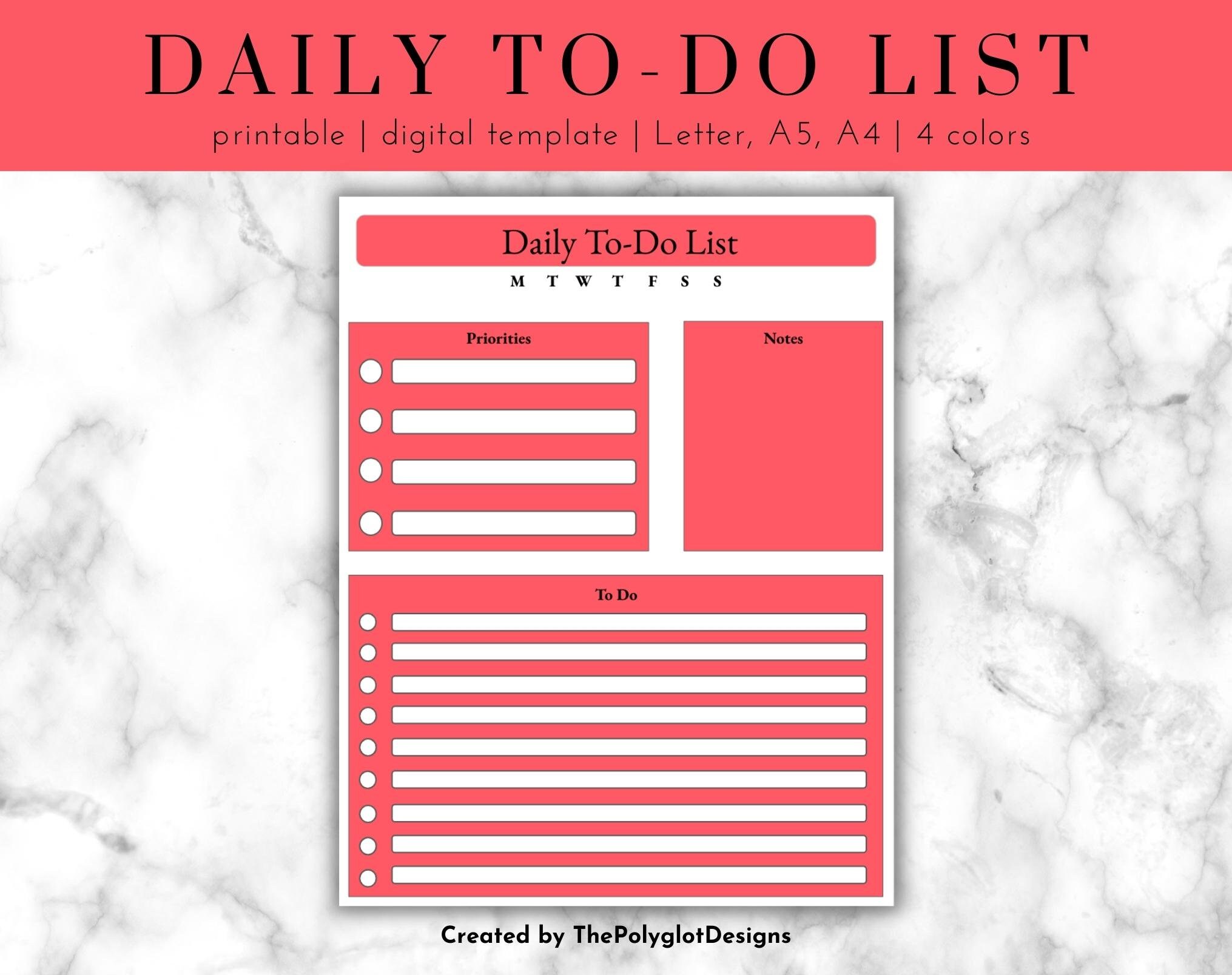 Digital to Do List Printable | Letter A4 A5 | Printable PDF | Instant ...
