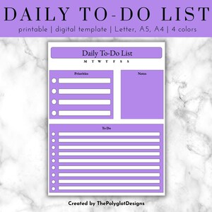 Digital to do list | printable to do list | iPad & Android compatible to do list | daily to do list | instant download, A4, A5, Letter