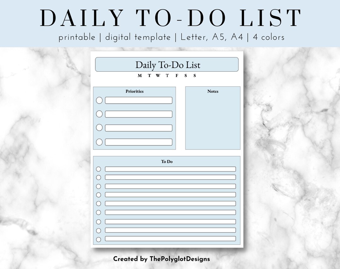To Do List Printable | Letter A4 A5 | Printable PDF | Instant Download ...