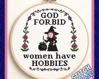Dio non voglia che le donne abbiano degli hobby - Divertente schema punto croce strega PDF