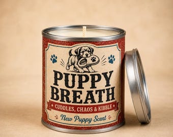 Puppy Breath Candle (6oz Soy Wax)- Vet tech appreciation Week | Veterinary | Dog Breeder | Humane Society | Puppy Adoption | Animal Rescue