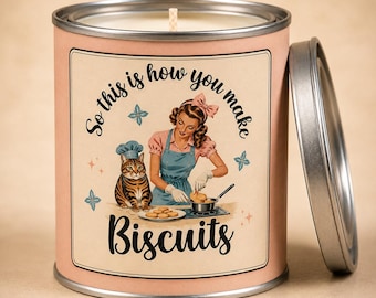 Cat Humor Candle- (6oz Soy Candle)- Kitty Biscuits, Crazy Cat lady, veterinary gifts, Cat Rescue, Vet Tech Appreciation Week