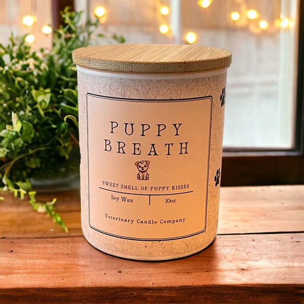 Dog Humor Candle- Puppy Breath, veterinary gifts, gifts for vet tech, gifts for puppy owners, dog lover gifts, Gifts for Breeders, Mom Gifts