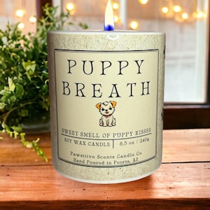 Puppy Breath Candle- Veterinary Christmas Gifts, gifts for new puppy owners, dog lover gift, dog breeder gifts, vet tech gifts, Puppy Candle