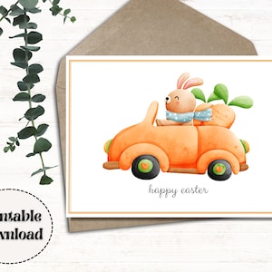 Carte de Pâques | Joyeuses Pâques | Carte de lapin | Carte Carotte | Carte de Pâques mignonne | Carte 7x5 | Carte de voeux | Carte numérique | Carte imprimable