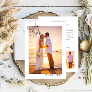 Modern Elopement Announcement Editable Wedding Invitation Template | Reception Invitation with Photo | Canva