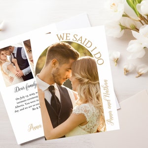 Minimalist Elegant Elopement Announcement Editable Wedding Invitation Template | Elopement Notice with Photo | Canva