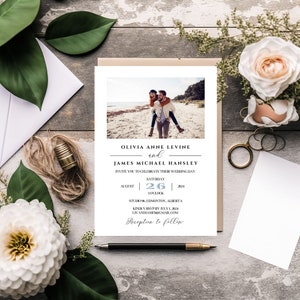 Wedding Invitation Template | Editable Wedding Invite | Modern Wedding Invite | 5x7 Inches | Instant Download | Photo Wedding Invitation
