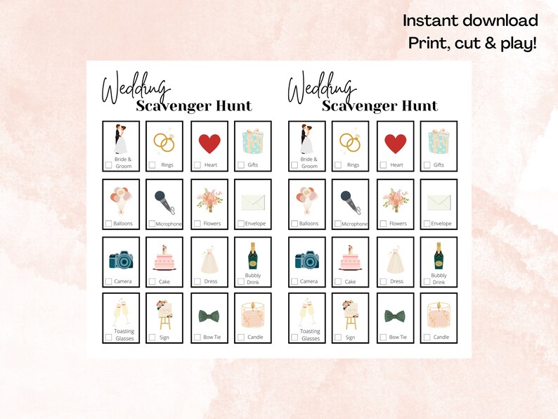 Wedding Scavenger Hunt for Kids Celebration Children - Etsy