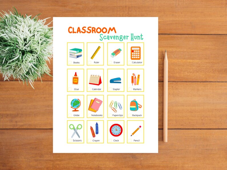 Classroom Scavenger Hunt for Kids Indoor Children Activity Rainy Day ...