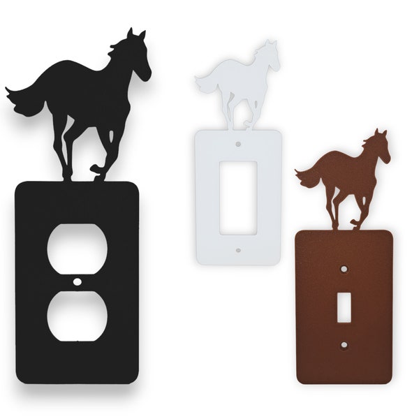 Running horse design wall plate, rustic light switch cover